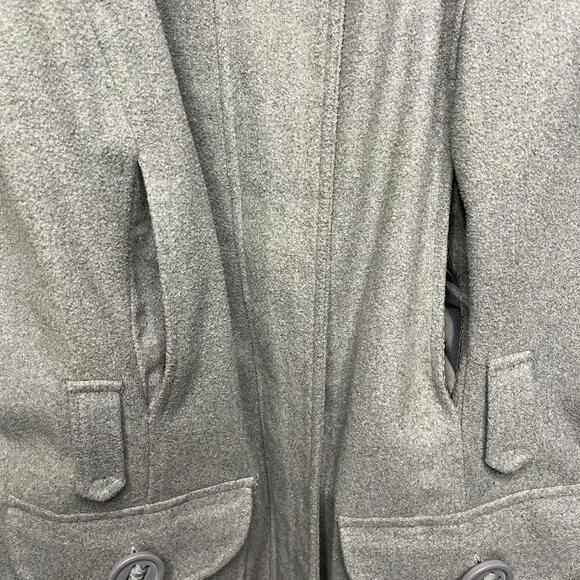 Vintage Caren Sport Gray Wool Blend PeaCoat 3X Button Front Big Collared - Picture 3 of 6